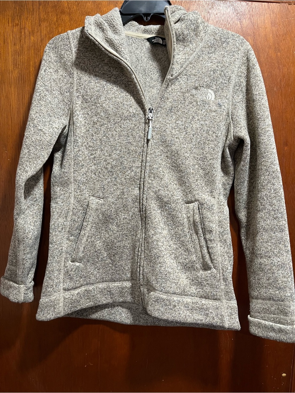 The North Face Heathered Light Gray Full-Zip Hoodie Jacket
